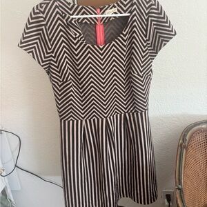 Maison Jules Black and White Zigzag Mini Dress